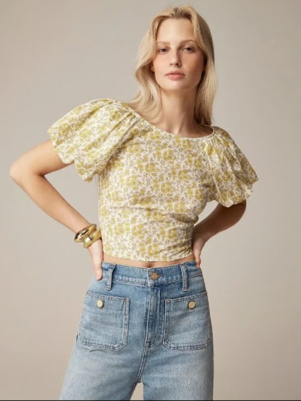 NWT Jcrew Fitted puff-sleeve top in Liberty™ Capel fabric